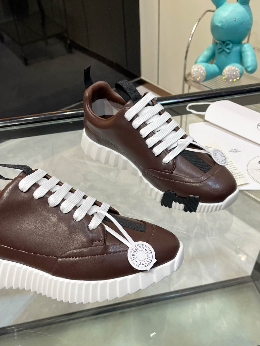 H Striped Leather Sneakers