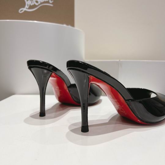 Black Open-Toe High Heel Mules