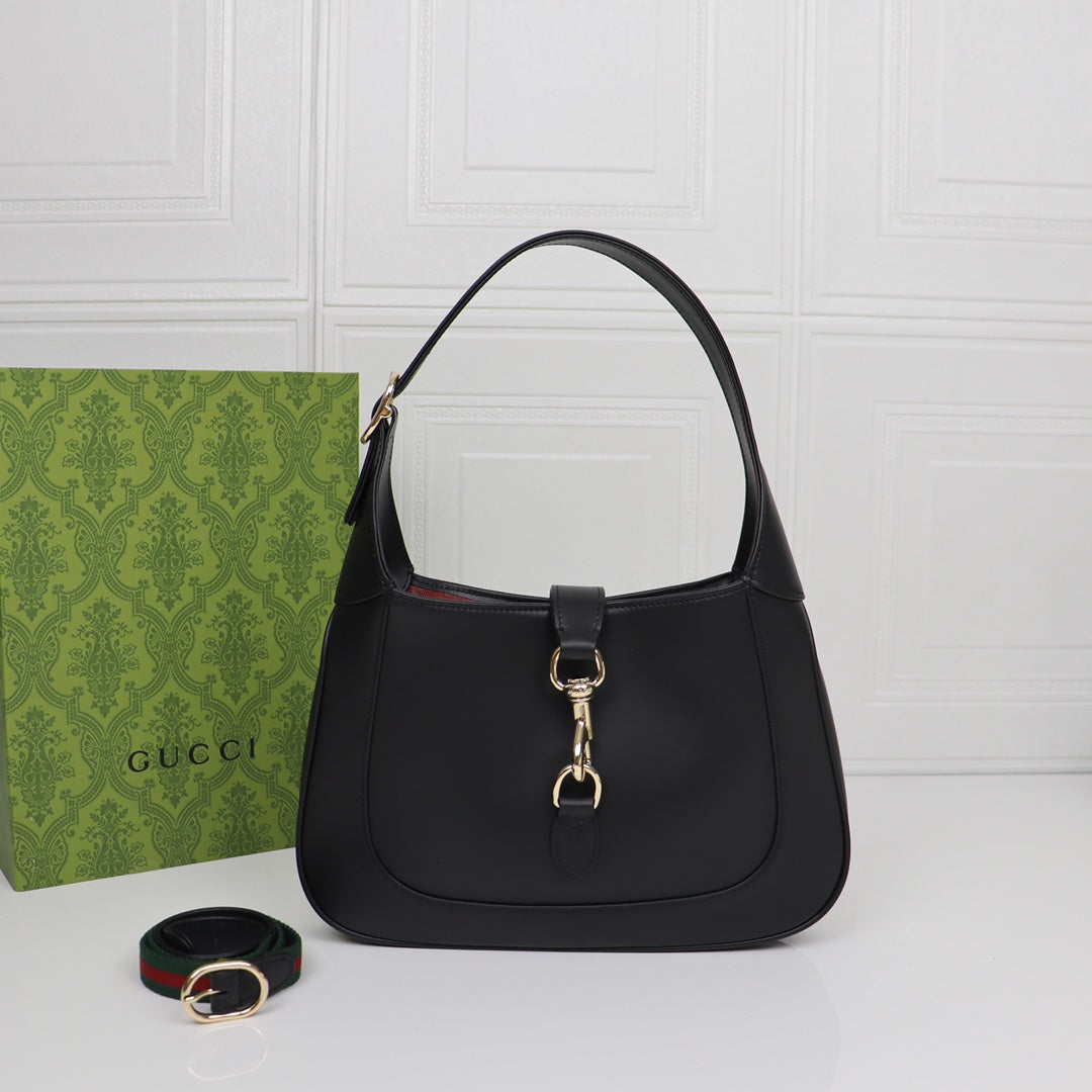 Small black leather shoulder bag