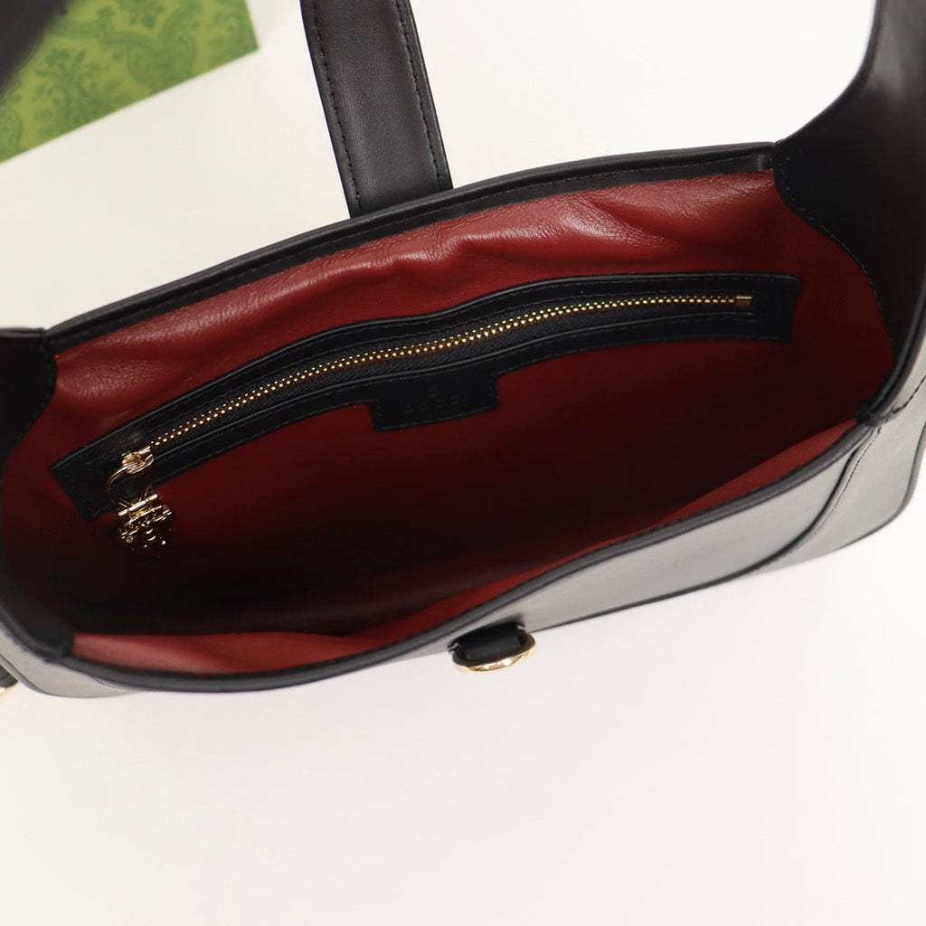 Small black leather shoulder bag