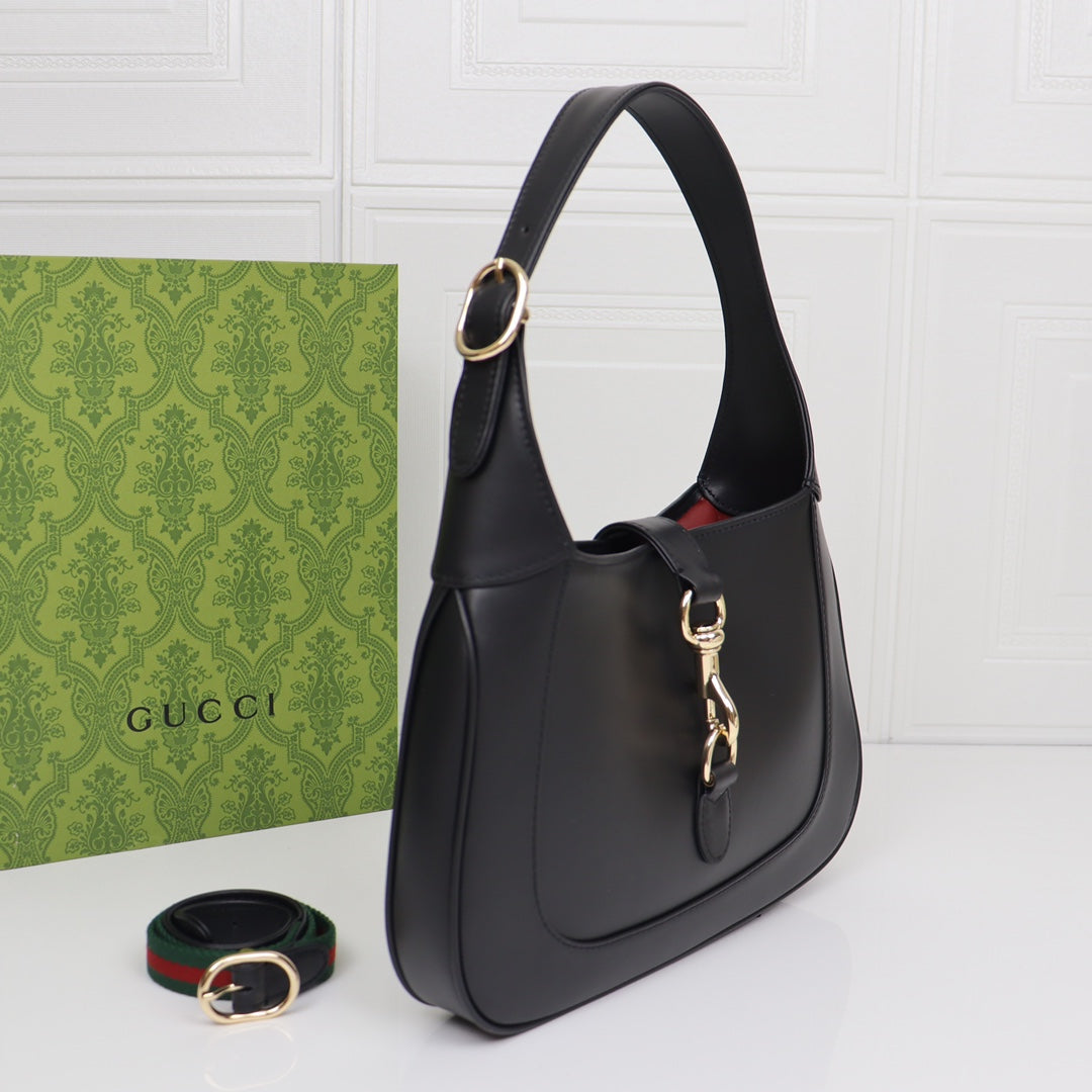 Small black leather shoulder bag