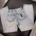 High-waisted vintage wash jeans YSL