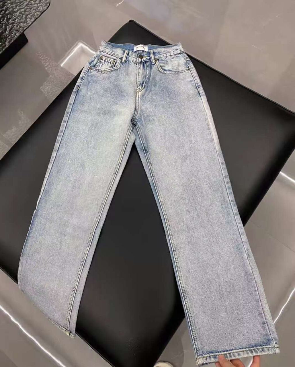 High-waisted vintage wash jeans YSL