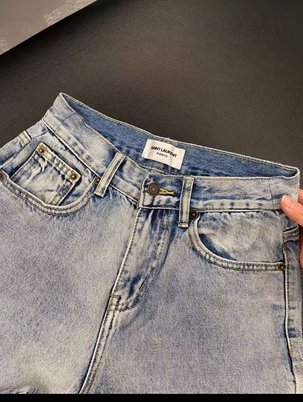 High-waisted vintage wash jeans YSL