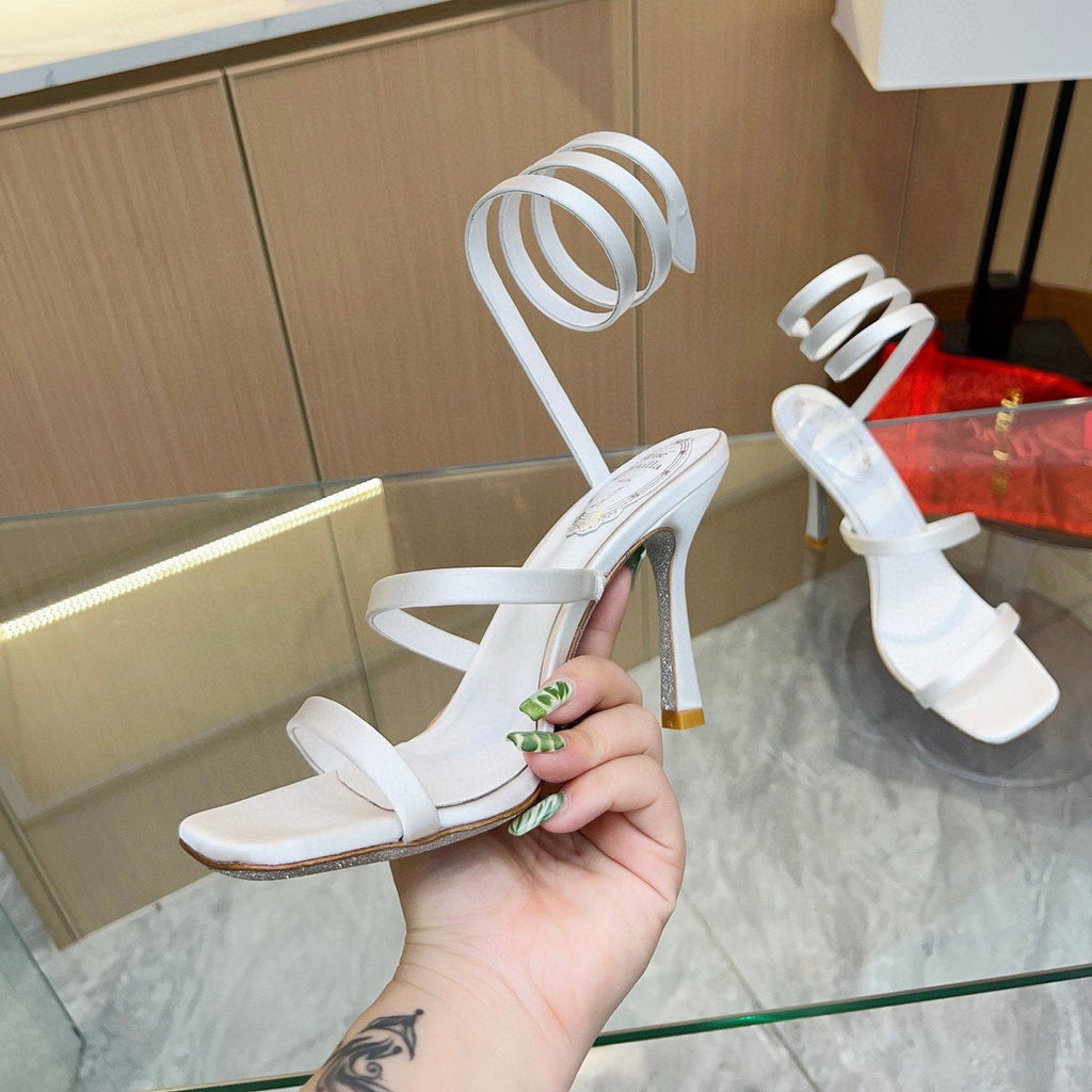 Silk snake-shaped crystal sandals