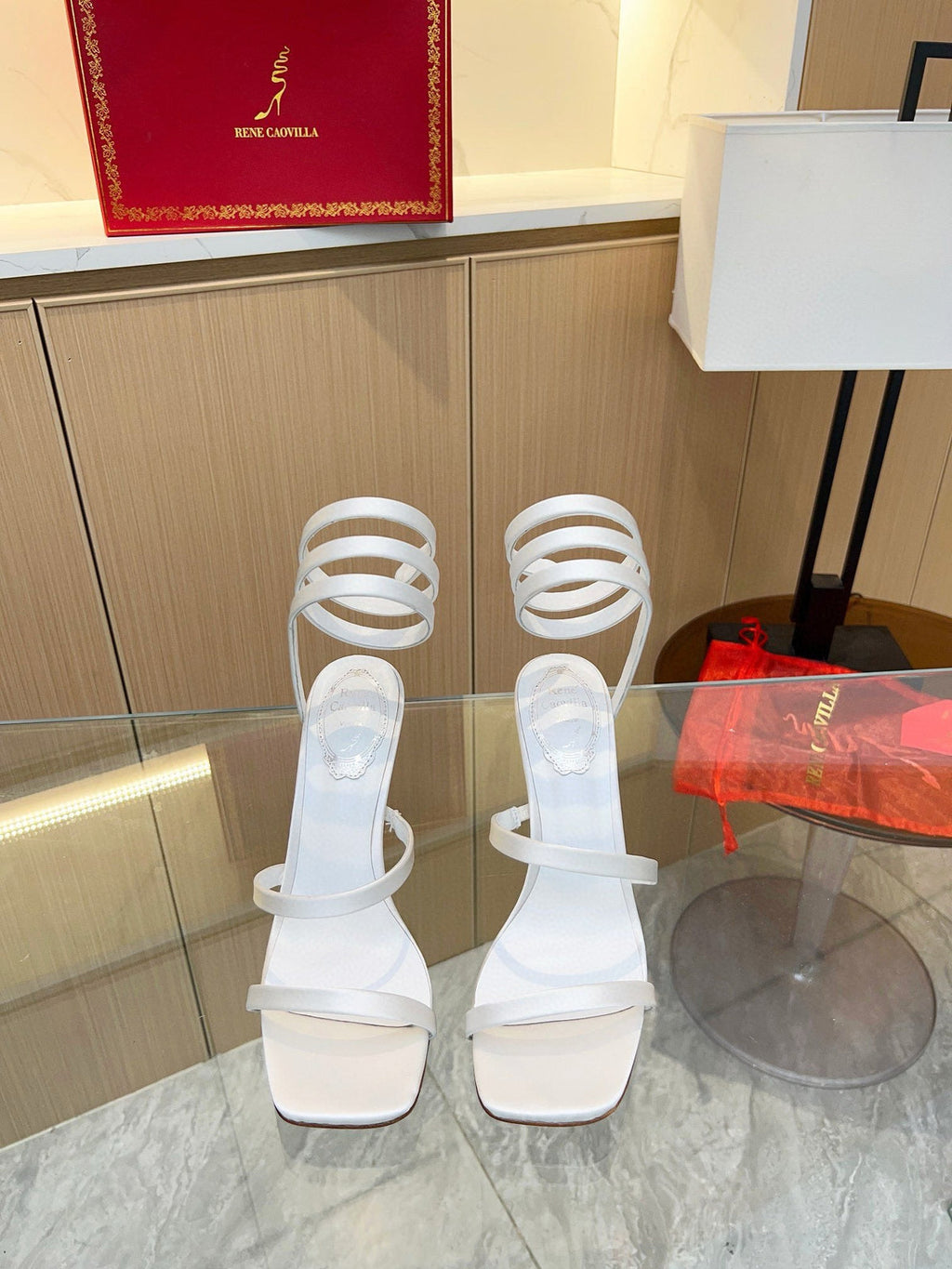 Silk snake-shaped crystal sandals