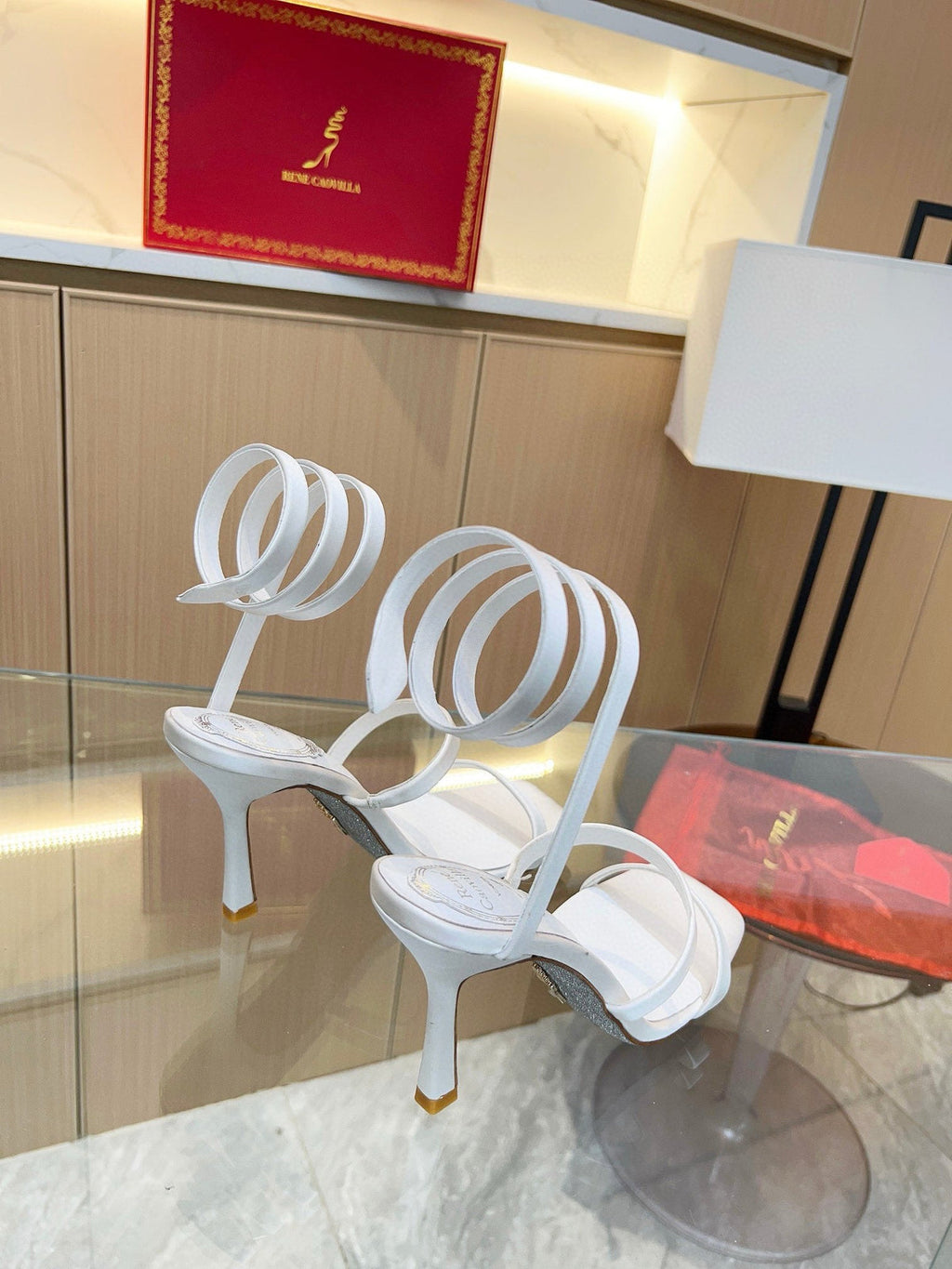 Silk snake-shaped crystal sandals