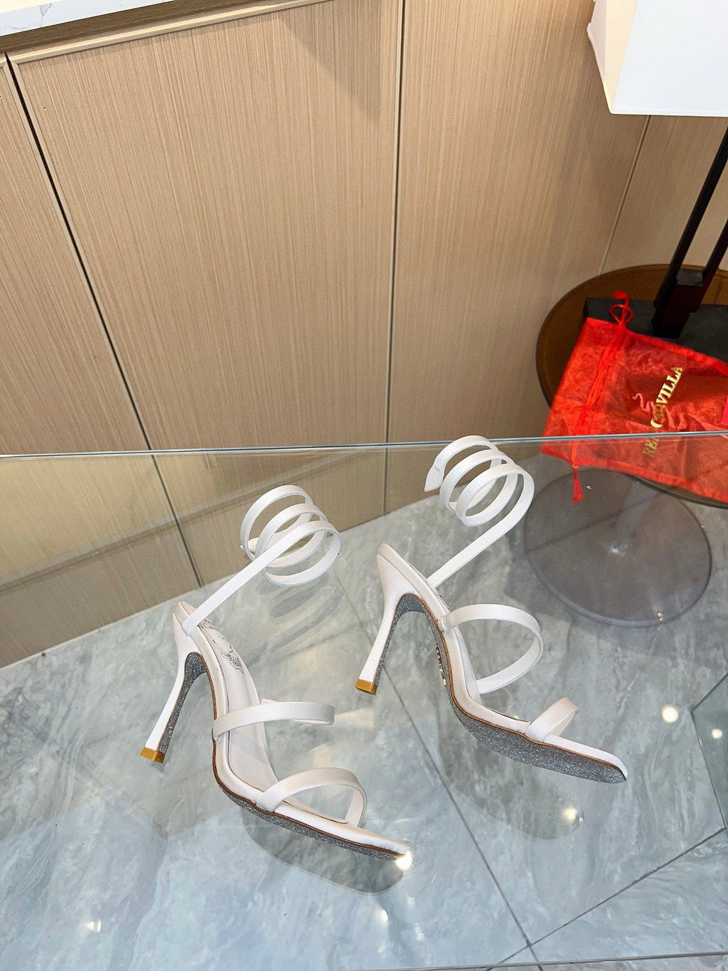 Silk snake-shaped crystal sandals