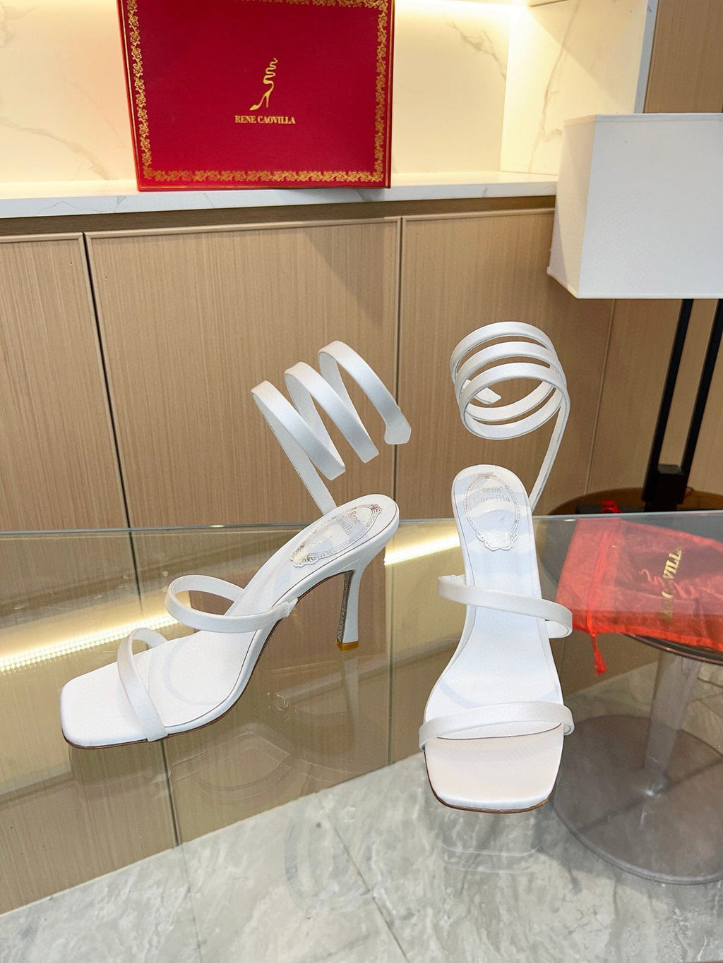 Silk snake-shaped crystal sandals