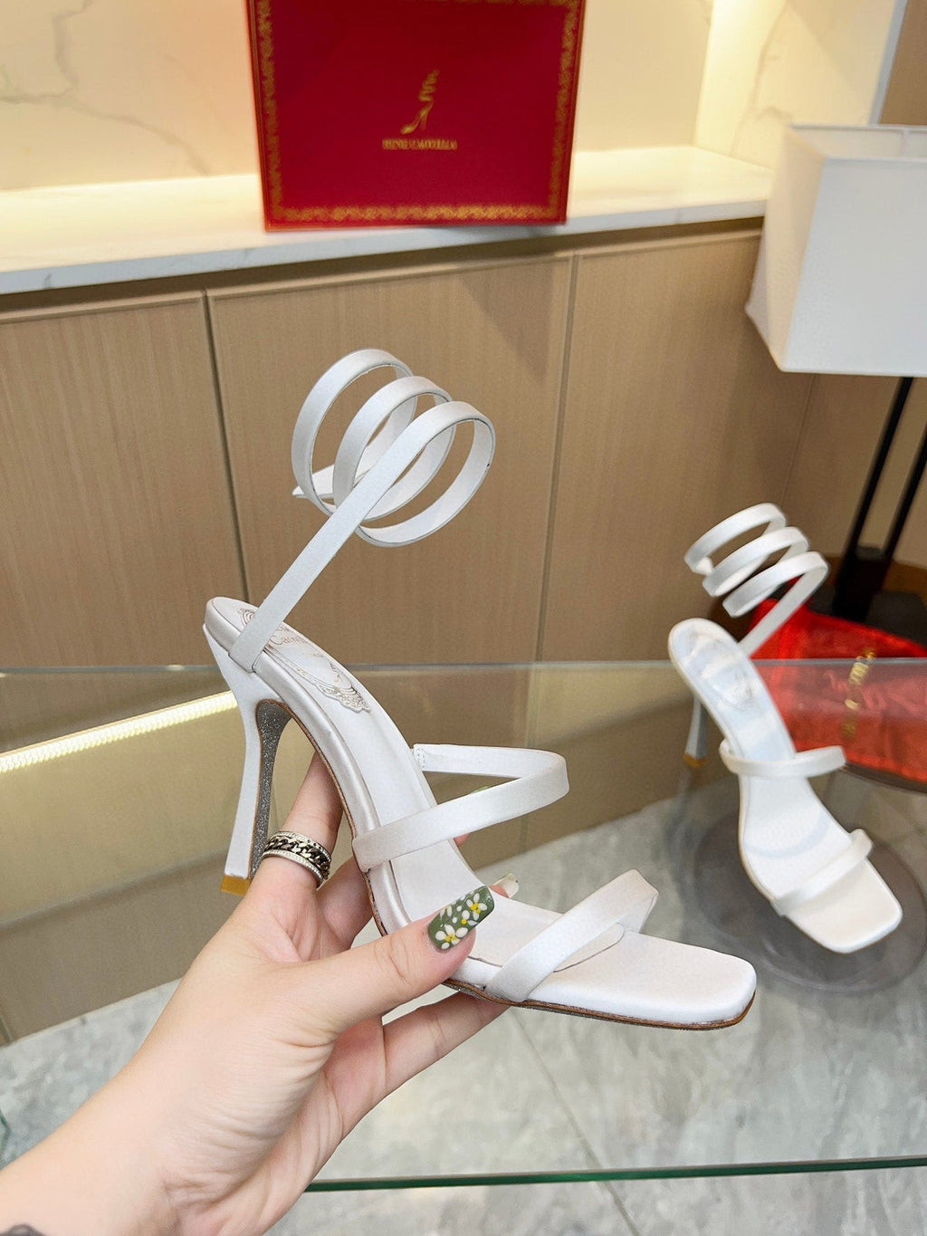 Silk snake-shaped crystal sandals