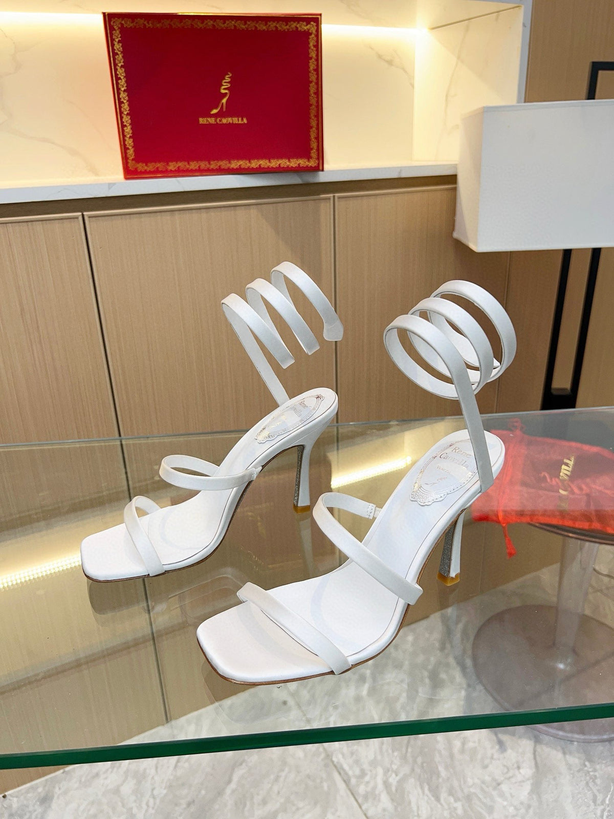 Silk snake-shaped crystal sandals