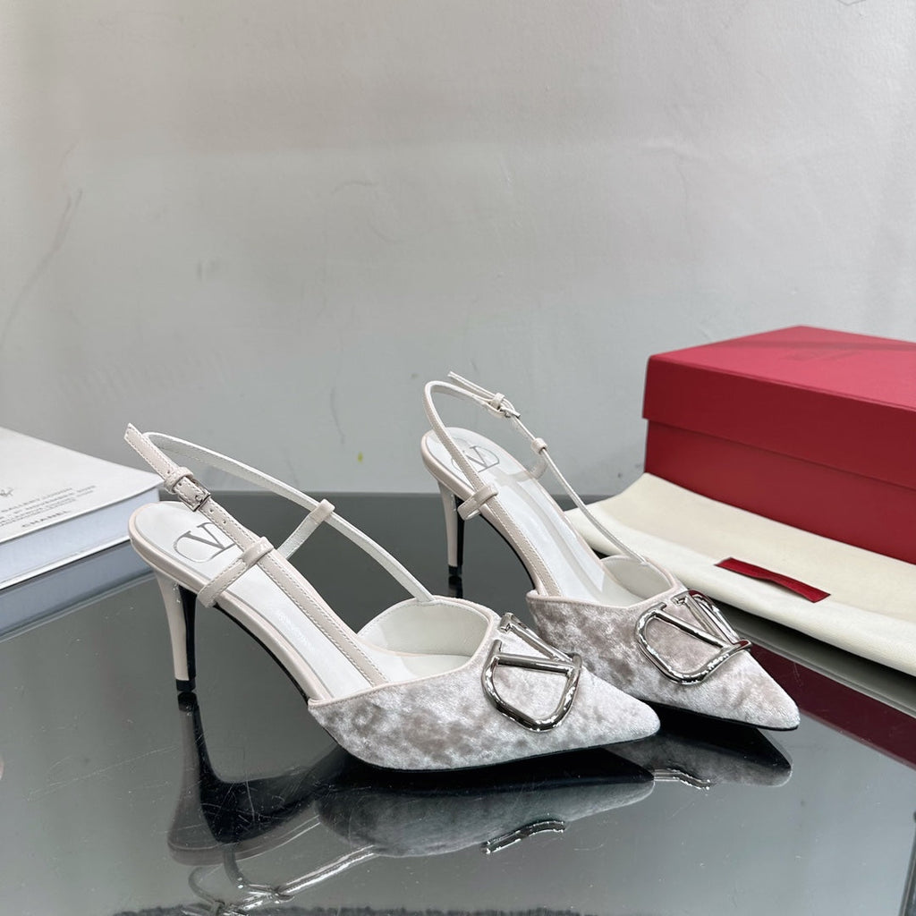 Velvet V-Buckle Heels