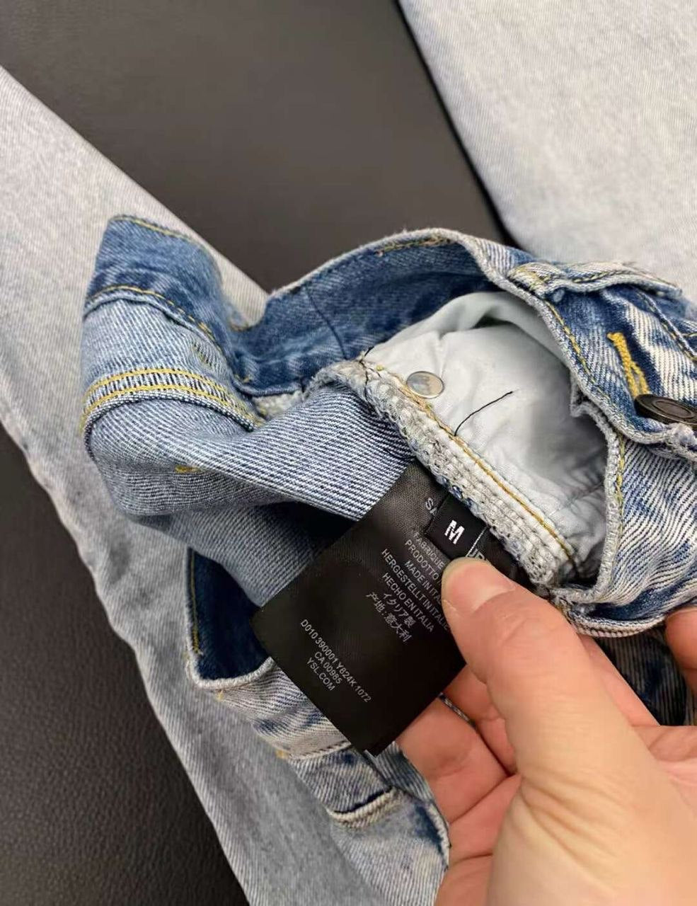High-waisted vintage wash jeans YSL