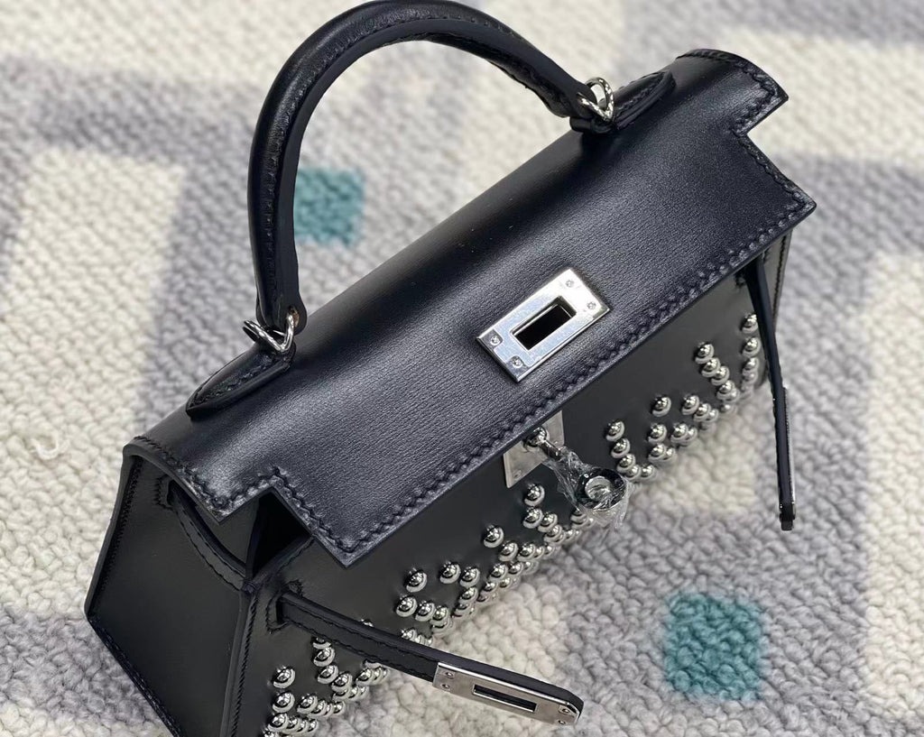 Mini Leather Bag with Palladium Studs