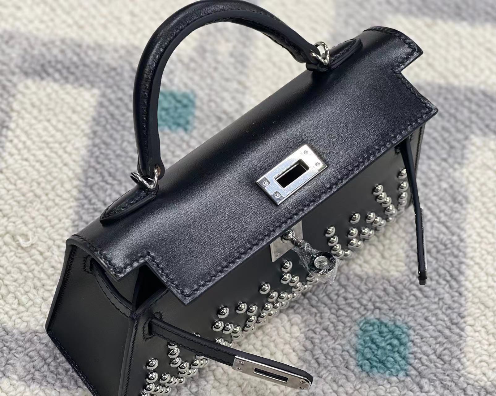 Mini Leather Bag with Palladium Studs