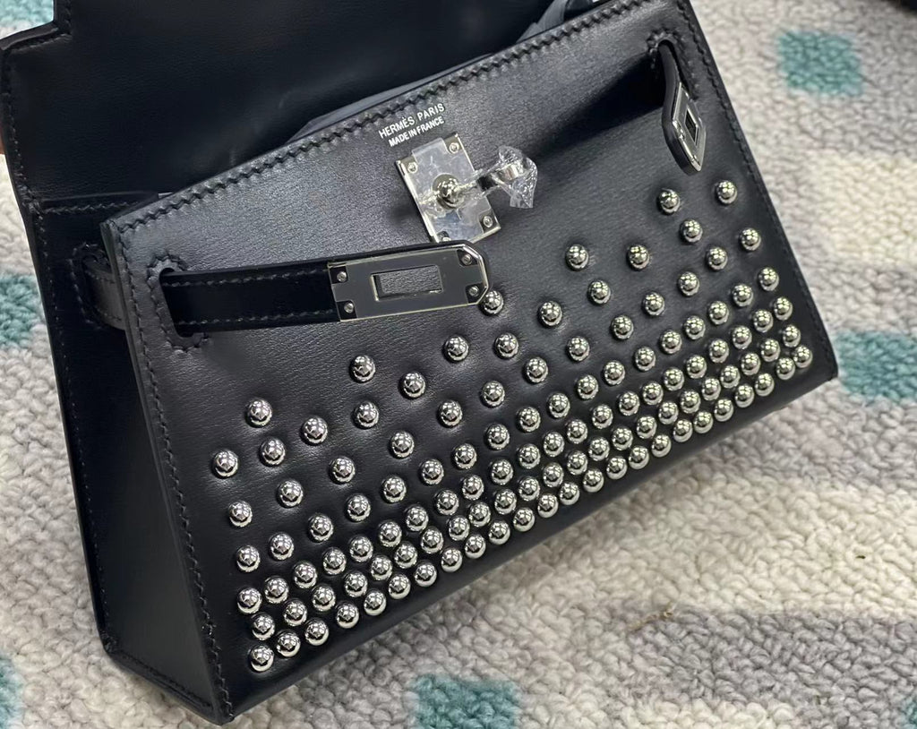 Mini Leather Bag with Palladium Studs