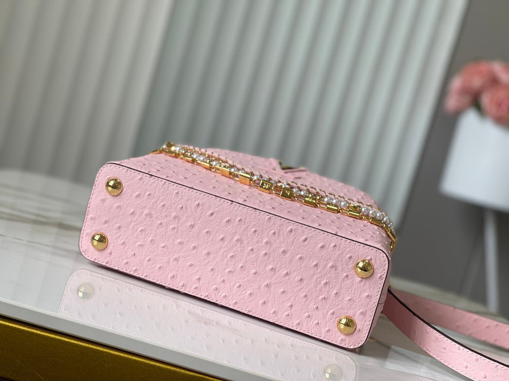 Capucines Trilogy Chain 3-in-1 Pink Ostrich Pearl