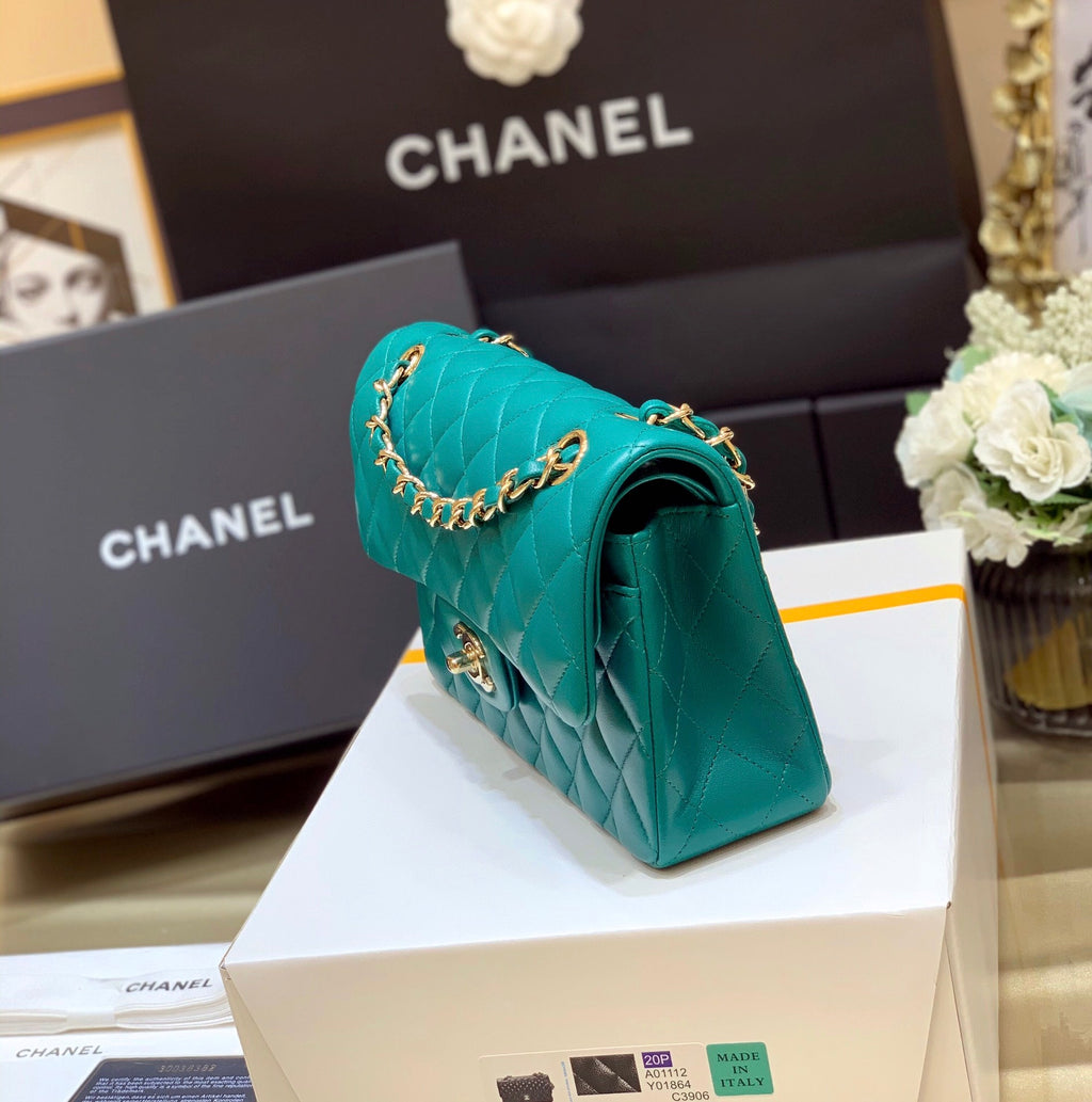 Classic Flap Small Bag 23cm – Sapphire Green Limited Edition