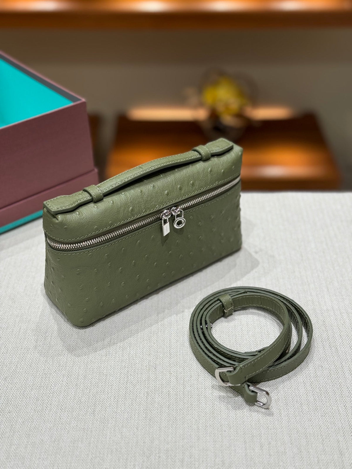Loro Ostrich Leather Clutch 19