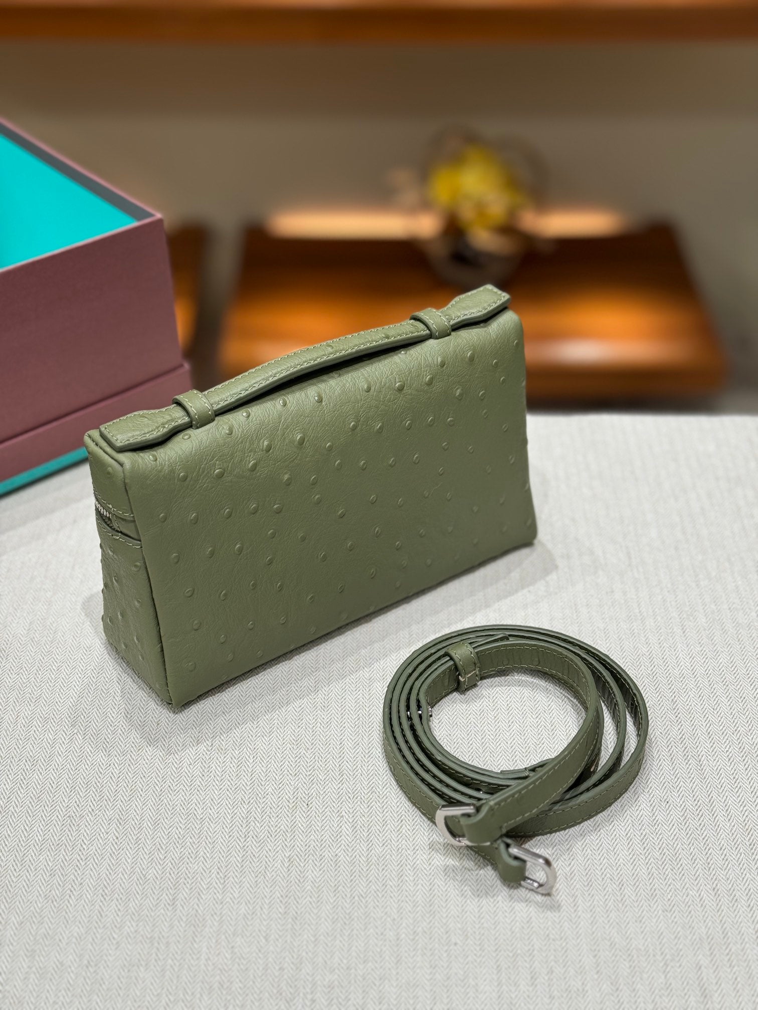 Loro Ostrich Leather Clutch 19