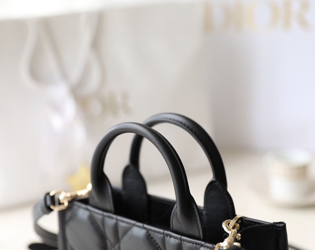 Mini Book Style Handbag – Black Leather (21.5cm)