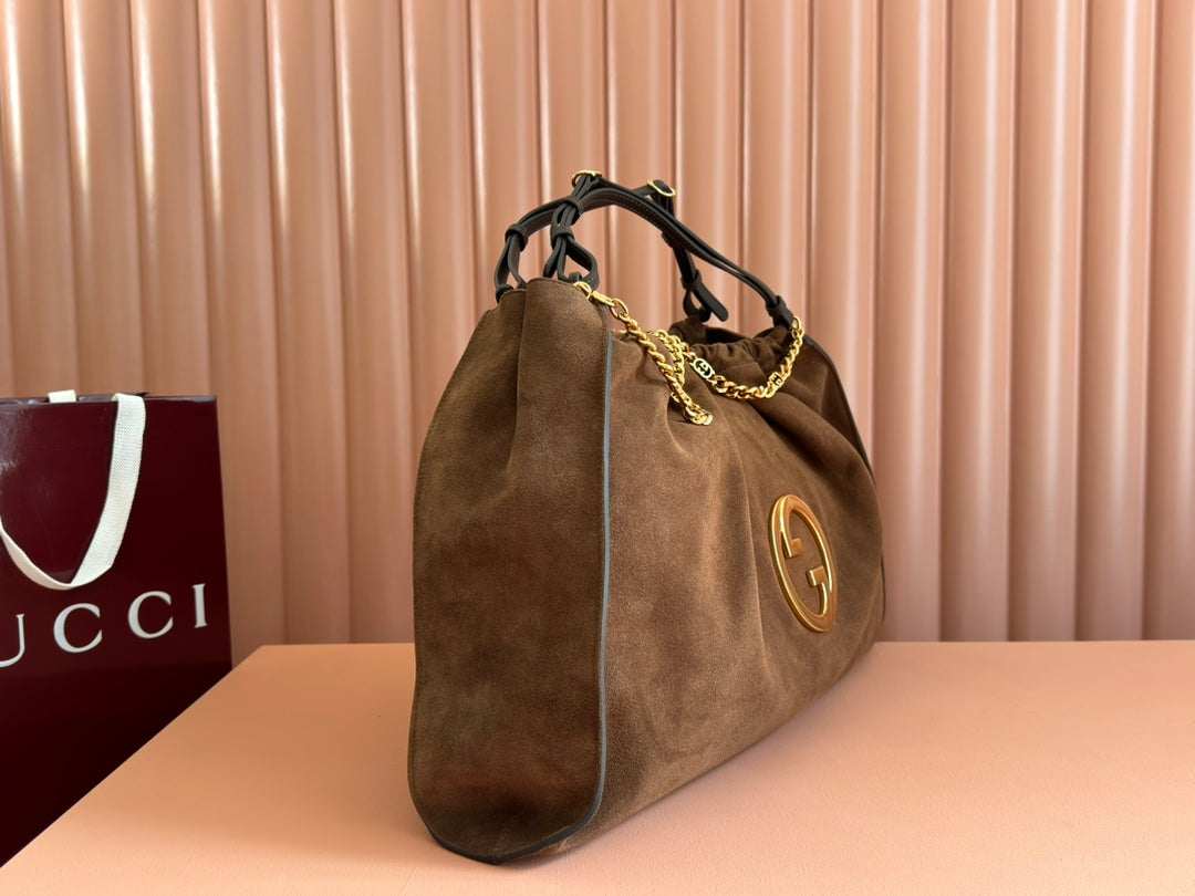 Blondie Large Tote Bag Brown Suede