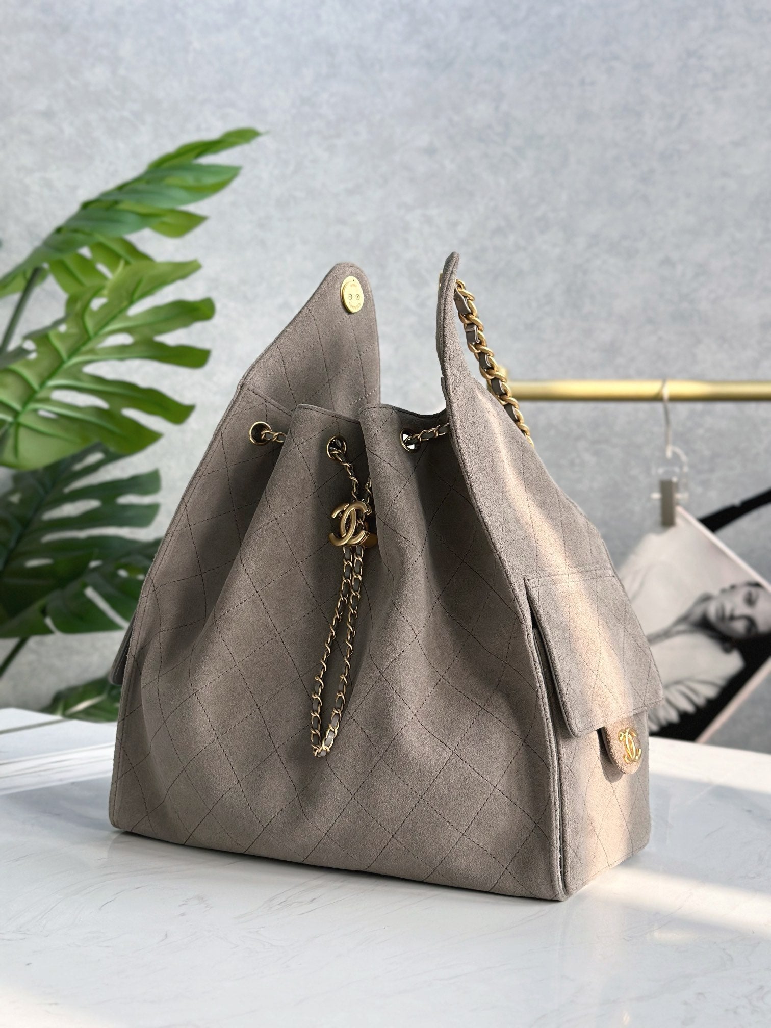 Frosted Suede Hobo Bucket Bag – 2 Sizes