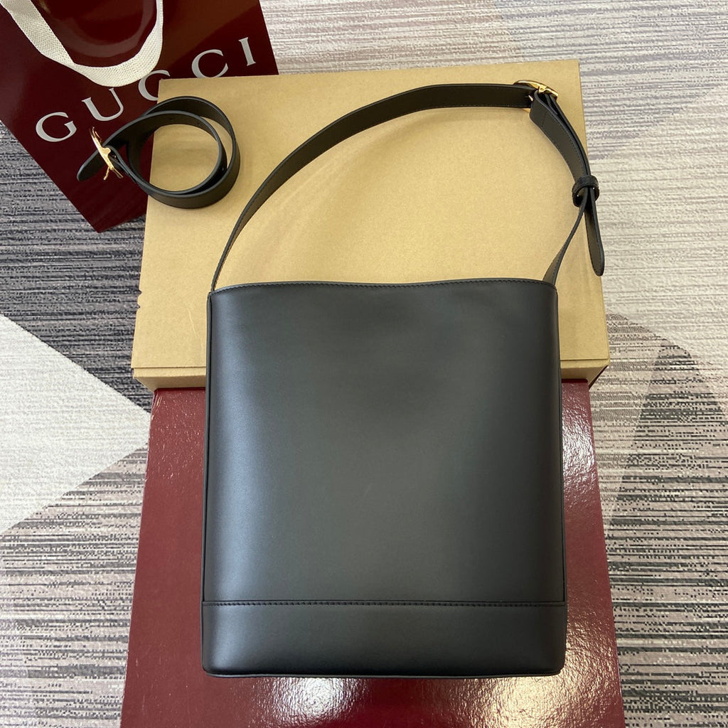 Bucket Bag Black Leather