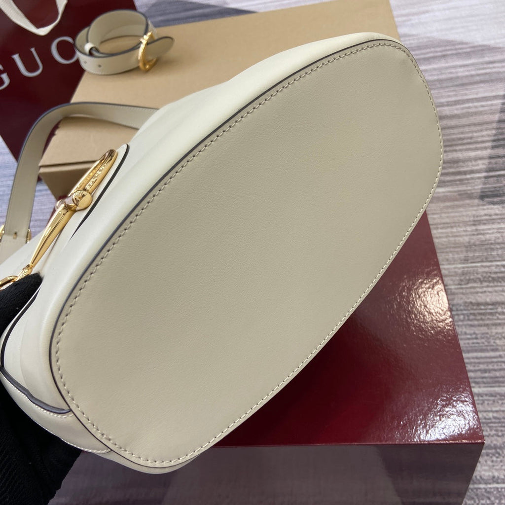 Bucket Bag White Leather