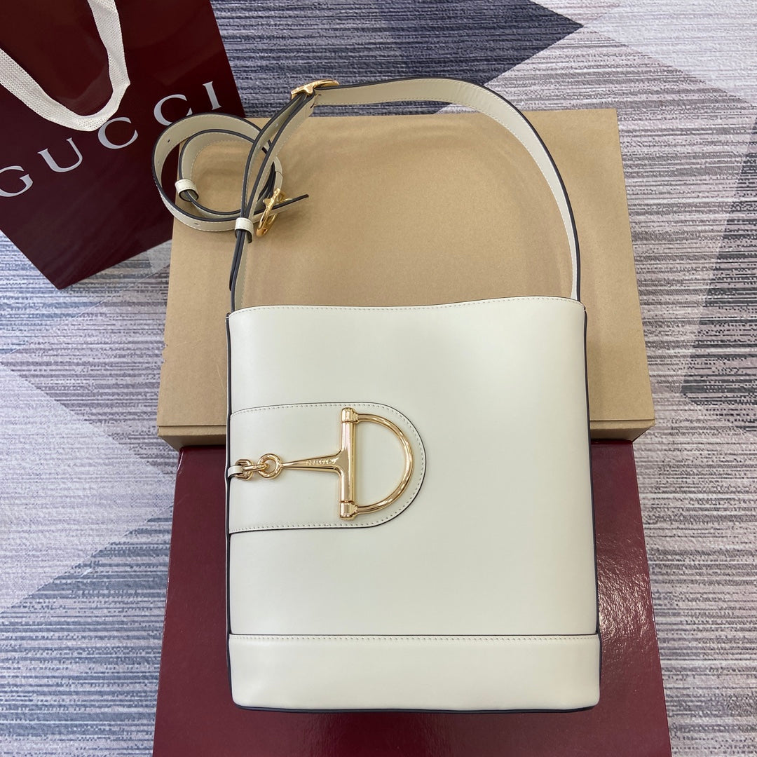 Bucket Bag White Leather