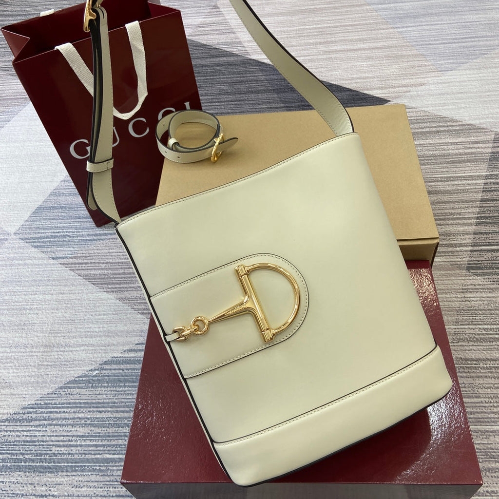 Bucket Bag White Leather