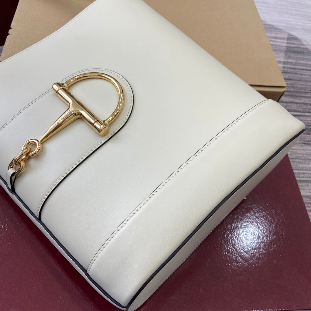 Bucket Bag White Leather