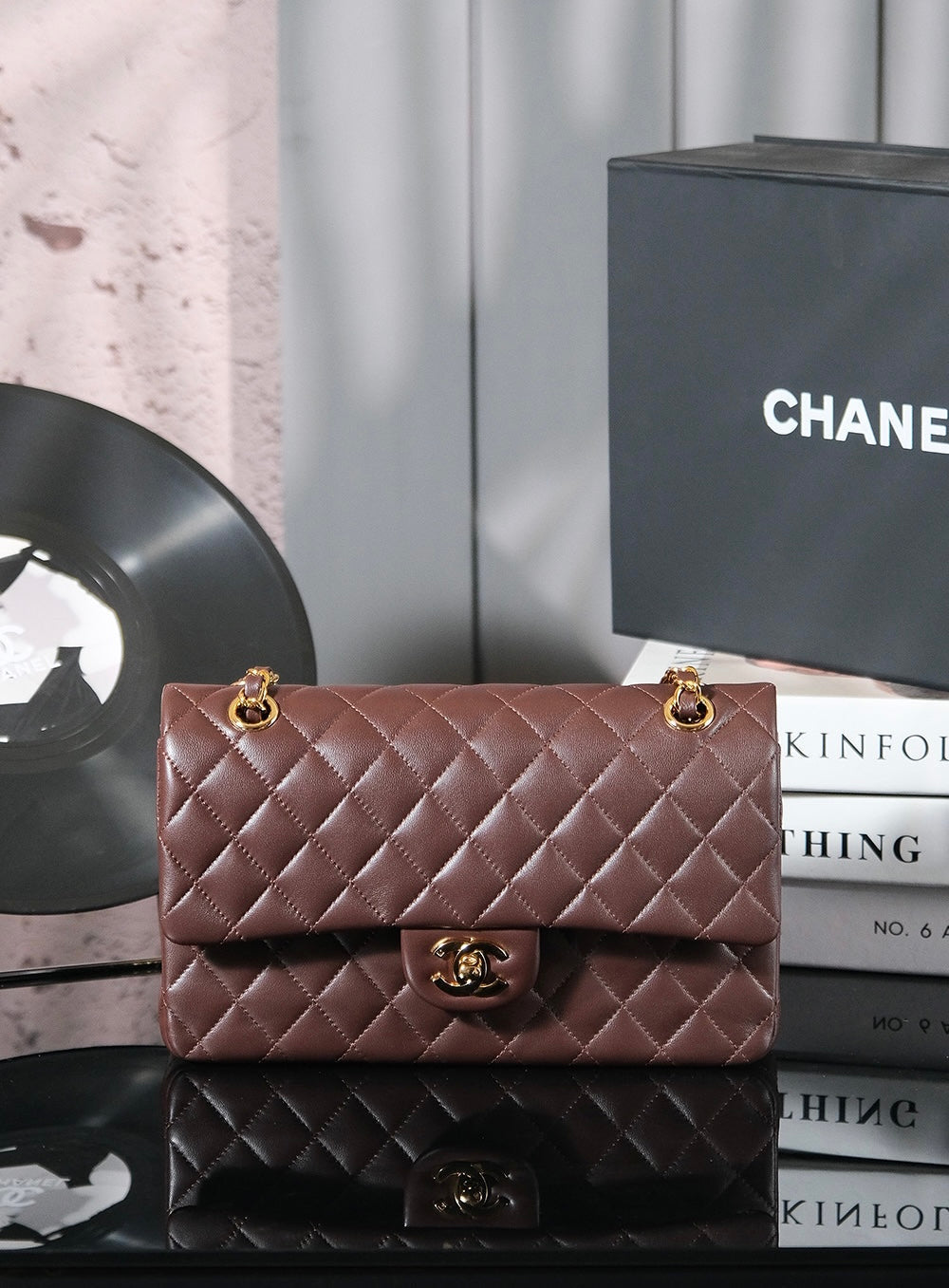 Classic Double Flap Bag – Coffee Brown (20cm / 25cm)