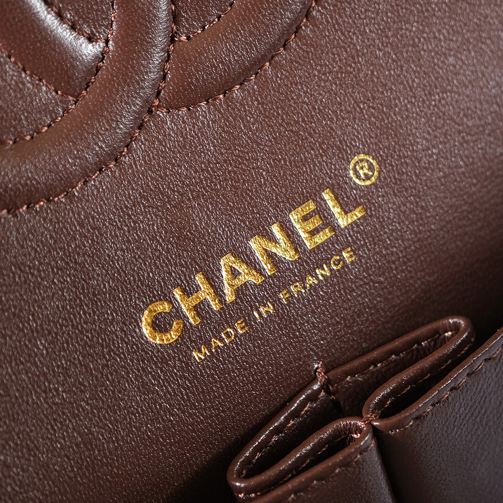 Classic Double Flap Bag – Coffee Brown (20cm / 25cm)