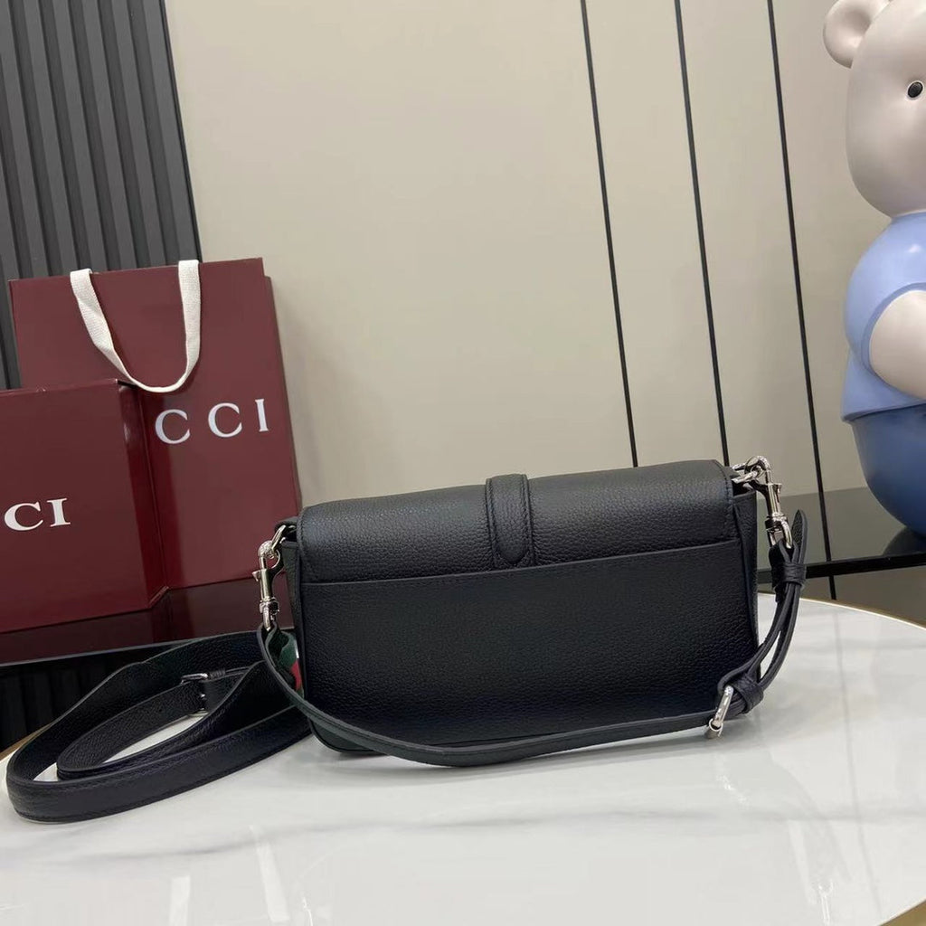 Crossbody Bag Black Grained Leather – Spring/Summer 2025