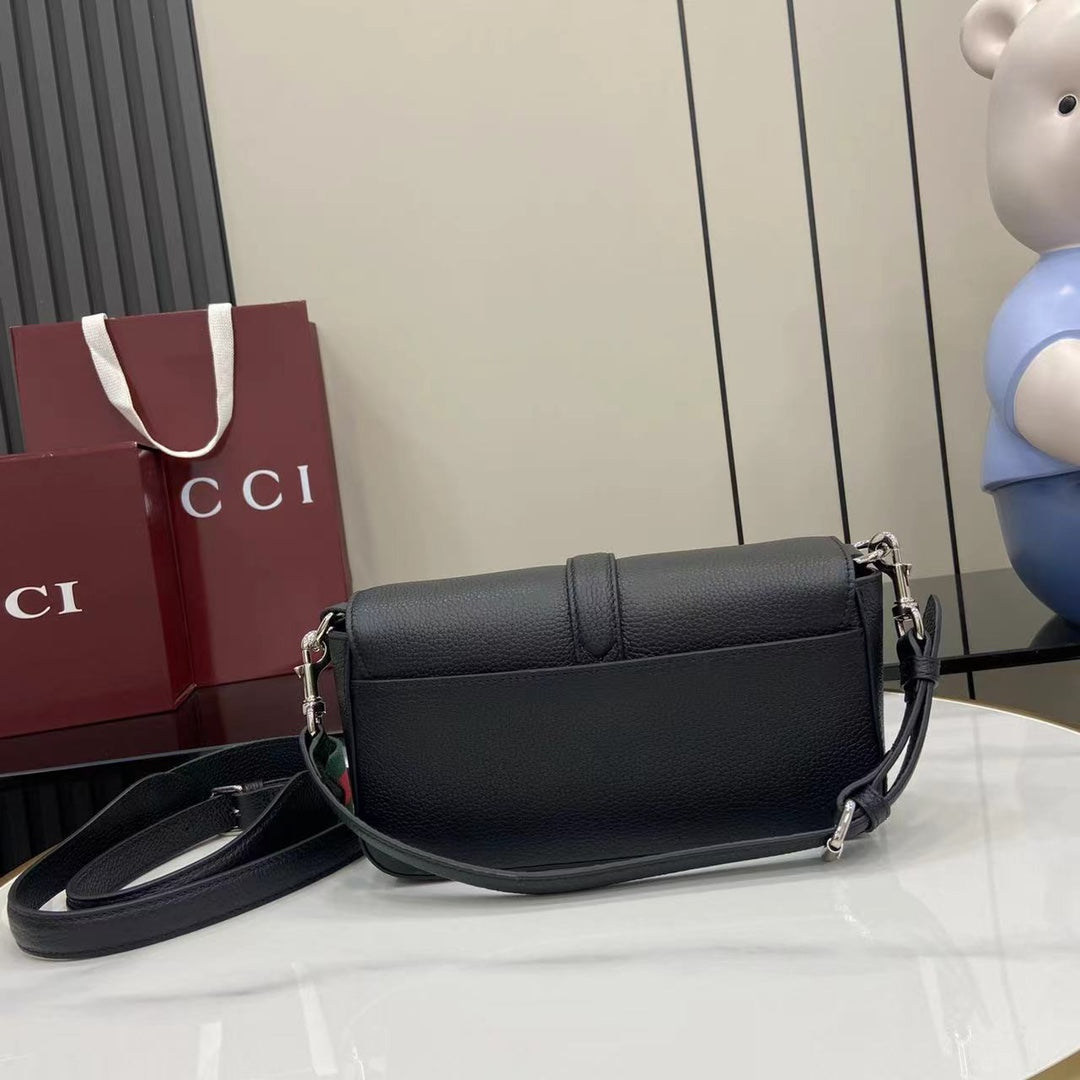 Crossbody Bag Black Grained Leather – Spring/Summer 2025