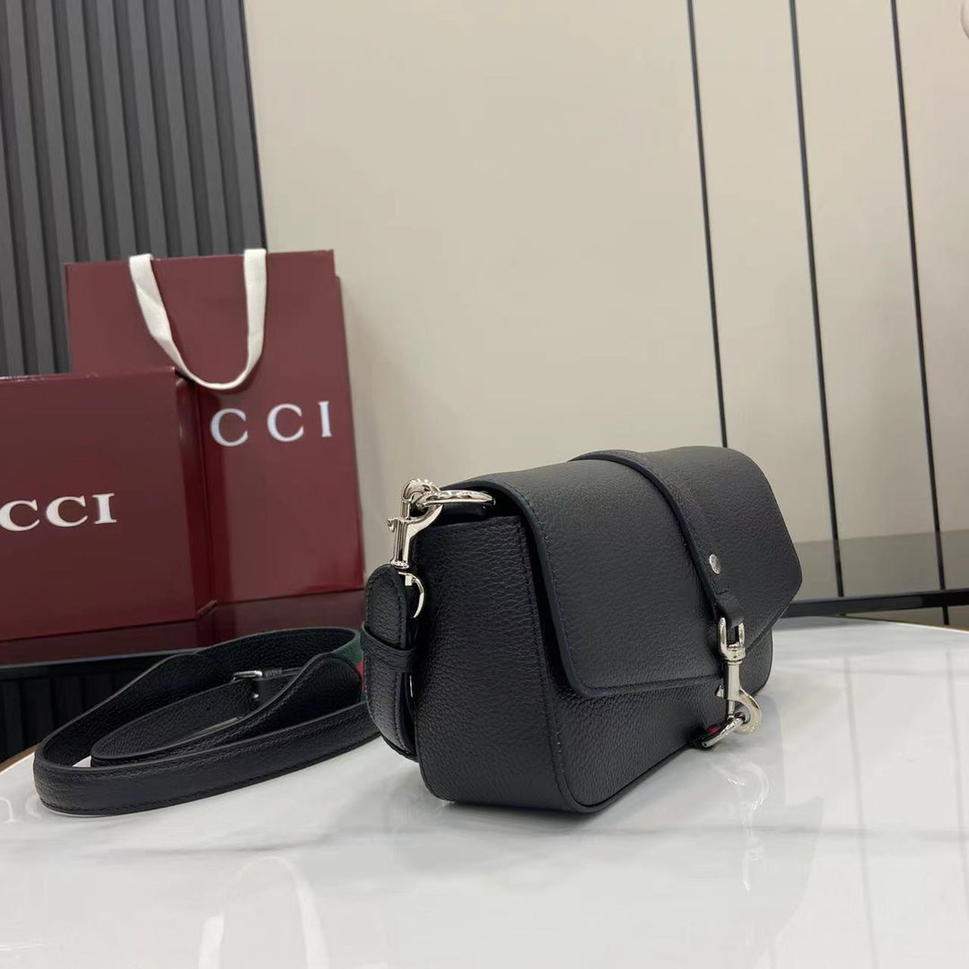 Crossbody Bag Black Grained Leather – Spring/Summer 2025
