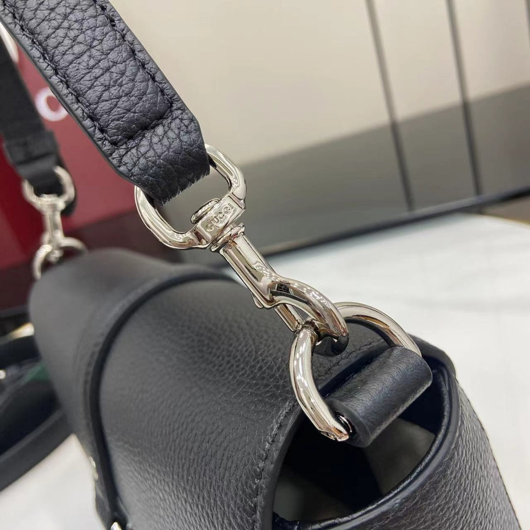 Crossbody Bag Black Grained Leather – Spring/Summer 2025
