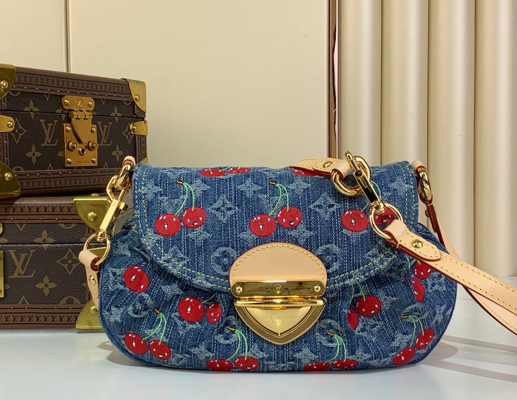 Shoulder Bag Monogram Denim Cerise