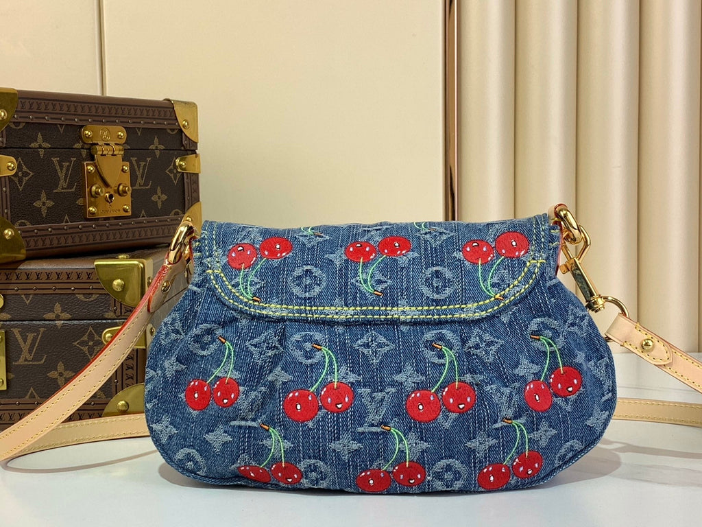 Shoulder Bag Monogram Denim Cerise